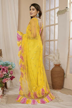 Partywear Designer Yellow Net Fancy Saree - Dyuti | Grocsy