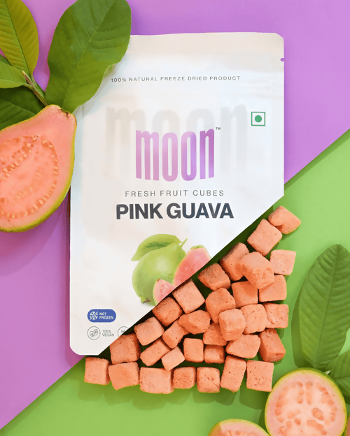 Moon Freeze Dried Pink Guava Cubes | Grocsy