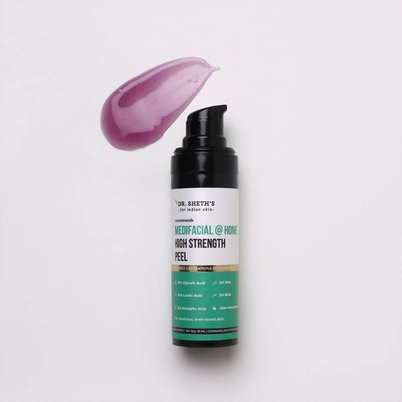 Dr. Sheth's Exfoliating Medifacial @ Home High Strength Peel AHA BHA Peeling Solution for Luminous, Even-Toned Skin | Grocsy