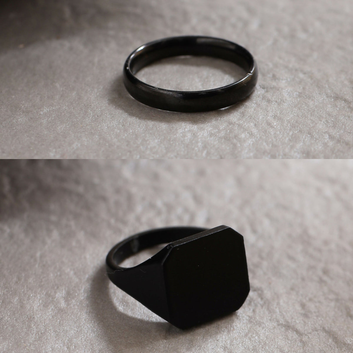 NVR Men's Set of 2 Black Rhodium-Plated Finger Ring | Grocsy