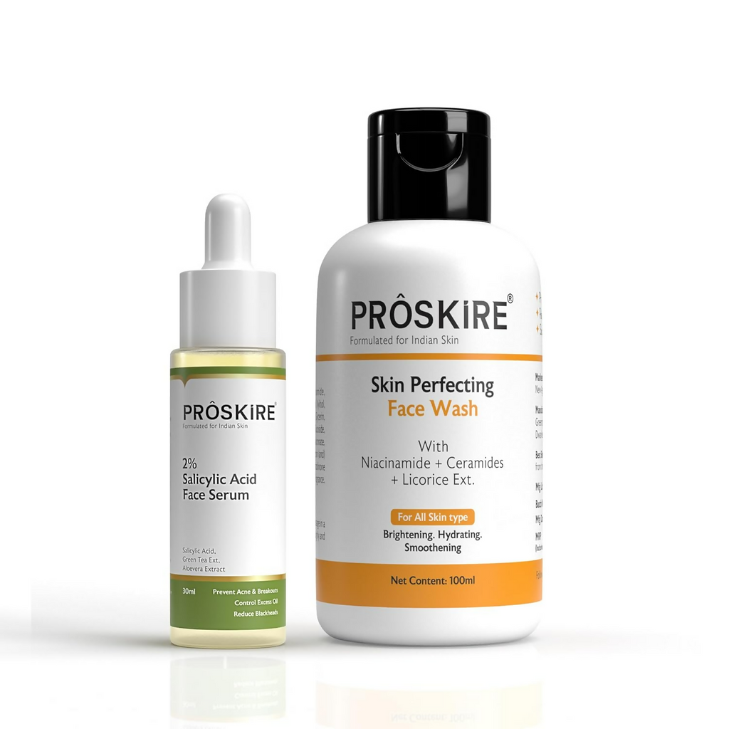 Proskire 2% Salicylic Acid Serum & Skin Percfecting Face Wash Combo | Grocsy