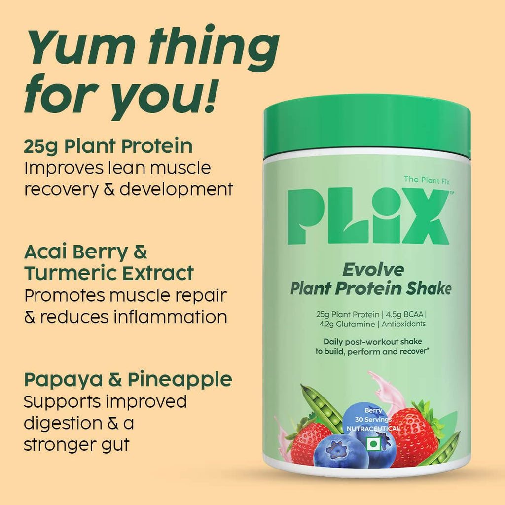 PLIX The Plant Fix Evolve Plant Protein Shake Powder - Mixed Berry | Grocsy