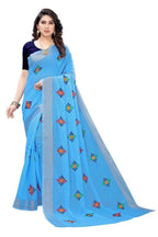 Vamika Chanderi Cotton Embroidery Blue Saree (Dixa Blue) | Grocsy