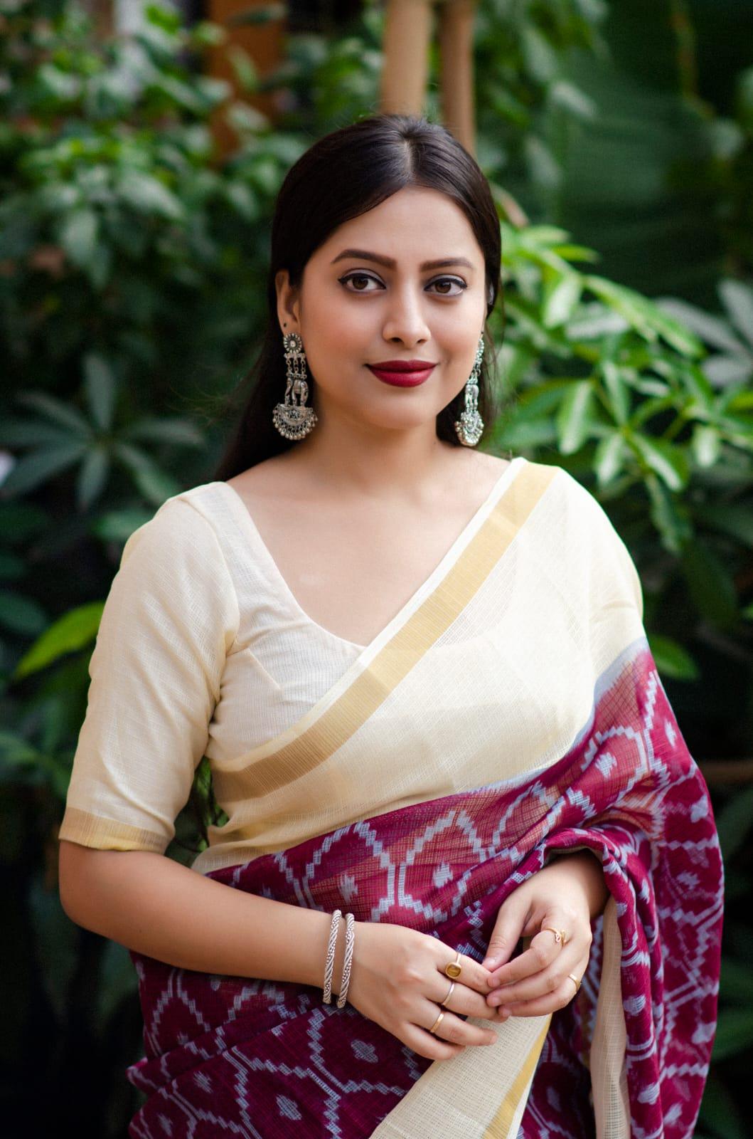 Maroon Polycotton Ethnic Motifs Saree with Unstitched Blouse - A2M | Grocsy