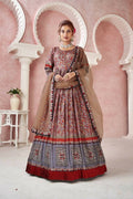 Everywhere Designer Maroon Dola Silk Gown With Dupatta - Anbazaar | Grocsy