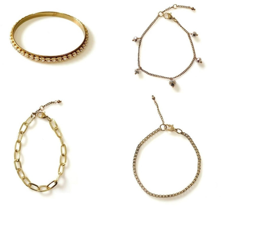 Bling Accessories Antique Brass Bracelet Pack Set of 4 Pcs | Grocsy