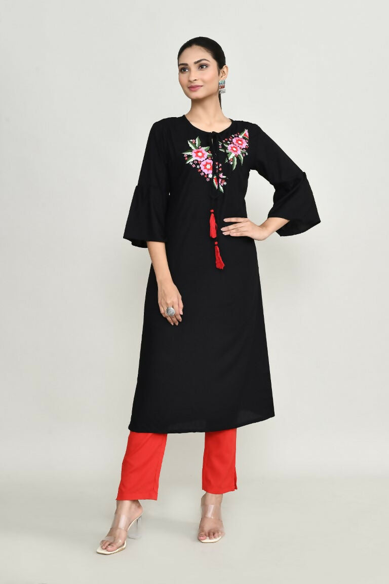 Joban Fashion Black Rayon Tunic | Grocsy