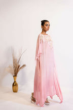 Timaraa Luxe Blush Pink Embroidered Kaftan Dress | Grocsy