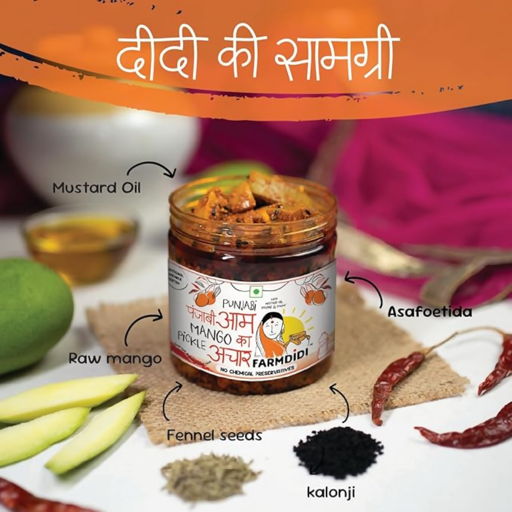 FarmDidi Punjabi Mango Pickle - Tangy & Salty | Grocsy
