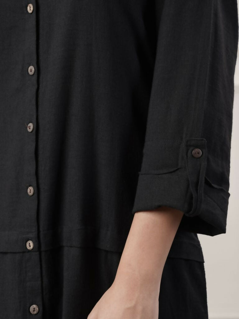 Joban Fashion Women's Black Cotton Dress With Button | Grocsy