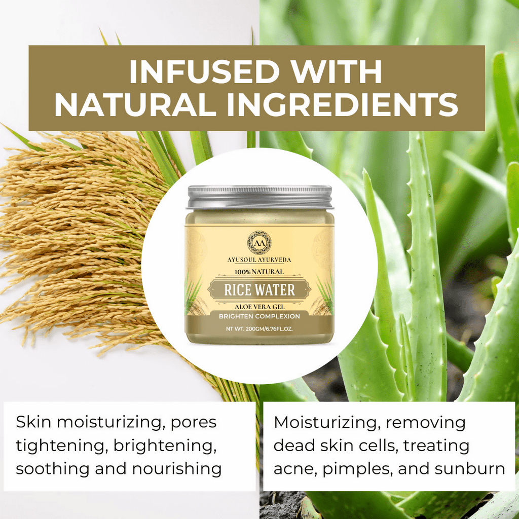 Ayusoul Ayurveda Rice Water Aloe Vera Gel For Body Skin Treatment | Grocsy