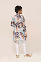 Joban Fashion Cotton Silk Blue Kurta With Straight Fit Pant | Grocsy