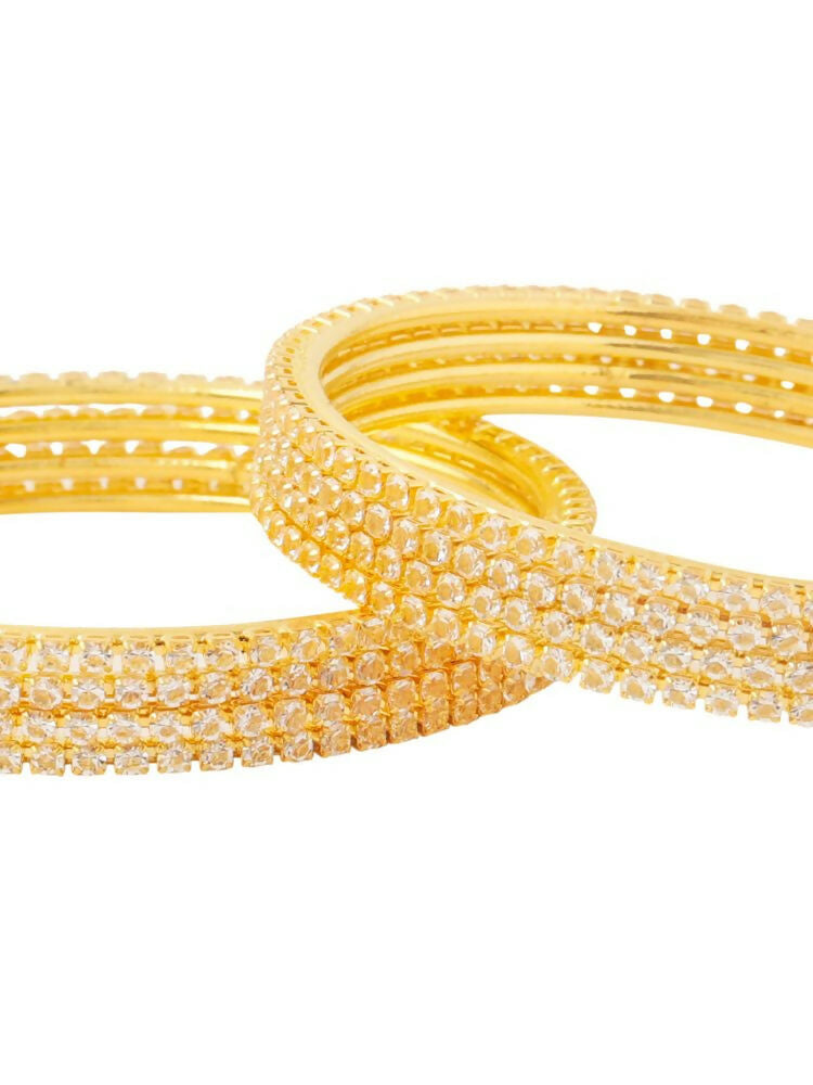 NVR Women Set of 8 American Diamond Gold-Polished Bangles