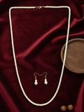 NVR Women Gold Plated White Pearl Necklace With Earrings | Grocsy