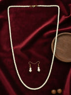 NVR Women Gold Plated White Pearl Necklace With Earrings | Grocsy