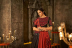 Orange Cotton Thread Embroidered Navratri Lehenga Choli with Dupatta - Raas | Grocsy