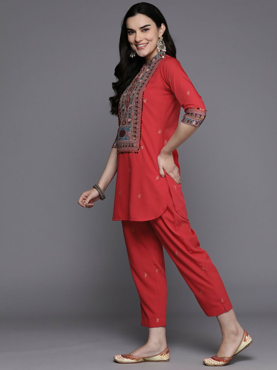 Ahalyaa Women's Traditional Wear Co-ods - Red | Grocsy