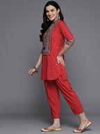 Ahalyaa Women's Traditional Wear Co-ods - Red | Grocsy
