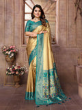 Aastha Fashion Gold Banarasi Tissue Silk Weaving Saree | Grocsy