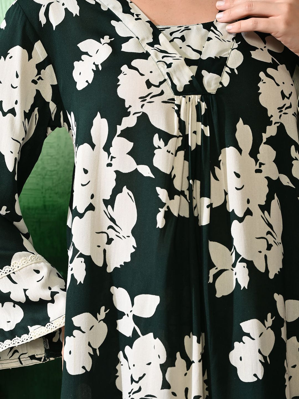 Sangria Printed A-Line Kurti With Trouser | Grocsy