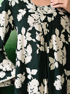 Sangria Printed A-Line Kurti With Trouser | Grocsy