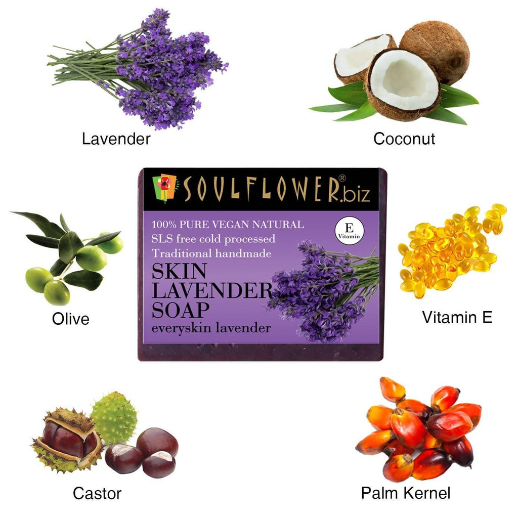 Soulflower Lavender Handmade Soap with Real Lavender | Grocsy