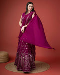 Pink Georgette Sequence Embroidered Lehenga Choli with Dupatta - Tanya | Grocsy