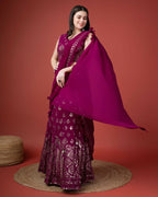 Pink Georgette Sequence Embroidered Lehenga Choli with Dupatta - Tanya | Grocsy