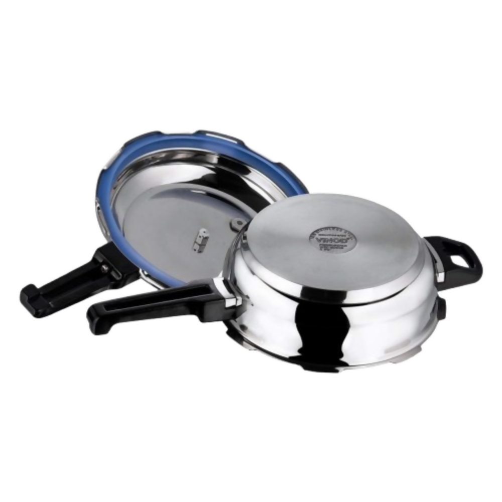 Vinod 18/8 Stainless Steel Outer Lid Sandwich Bottom Deep Pan Pressure Cooker | Grocsy