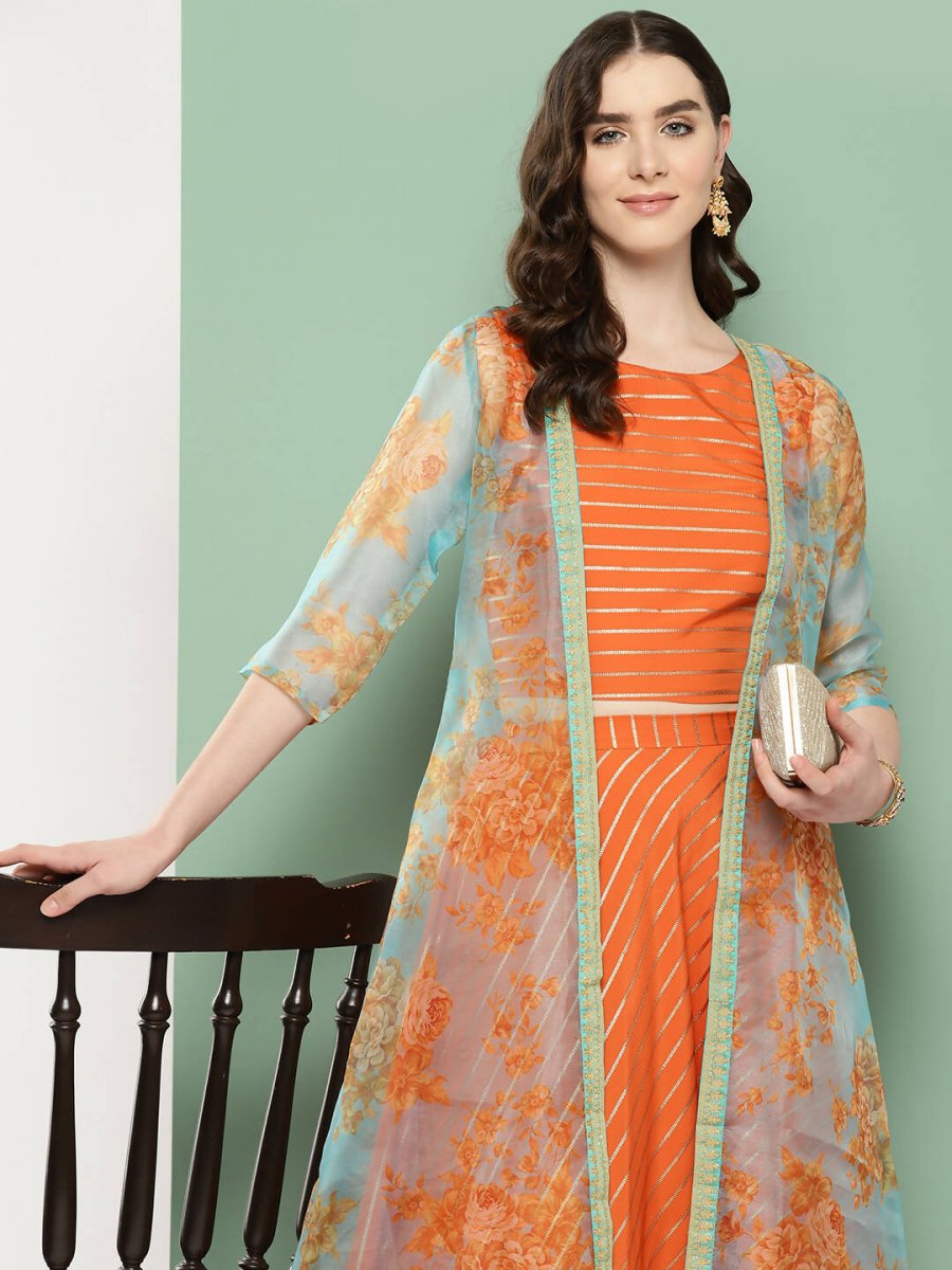 Ahalyaa Women's Traditional Wear Co-ods - Orange | Grocsy