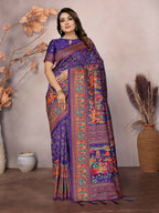 Joban Fashion Purple Meena Weaves Pashmina Sarees | Grocsy