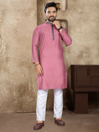 Anaita Pink Linen Silk Straight Kurta | Grocsy