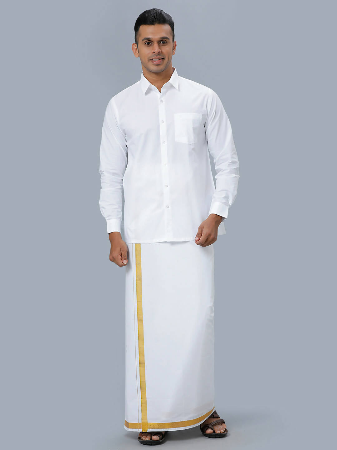 Ramraj Cotton Mens Full Sleeve Formal 100 % Cotton White Shirt | Grocsy