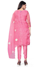 Pink Organza Silk Embroidered Work Unstitched Dress Material - Tanvi | Grocsy