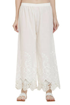 PAVONINE White Color Chikankari Lace Scalloped Hem Cotton Fabric Sharara | Grocsy