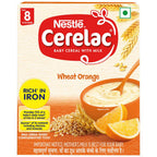 Nestle Cerelac Baby Cereal with Milk, Wheat Orange From 8 To 24 Months | Grocsy