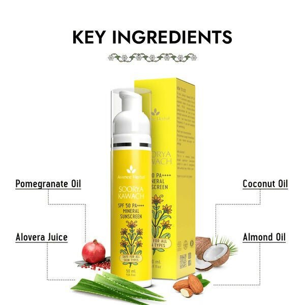 Avimee Herbal Soorya Kawach (Suncreen) SPF50 PA++++ For All Skin Types | Grocsy