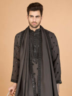 Vastranavya Brown Exclusive Festival Wear Viscose Silk Thread with Sequence Embroidered Work Kurta with Dupatta | Grocsy