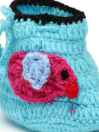 Chutput Kids Woollen Hand Knitted Bird Detailed Booties - Blue | Grocsy