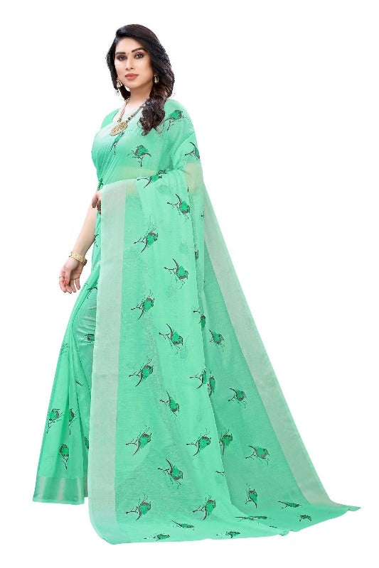 Vamika Green Chanderi Designer Saree (SERIN GREEN) | Grocsy