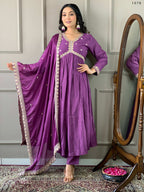 Partywear Designer BSY Viscose Purple Stitched Suit With Dupatta - Tanisha | Grocsy