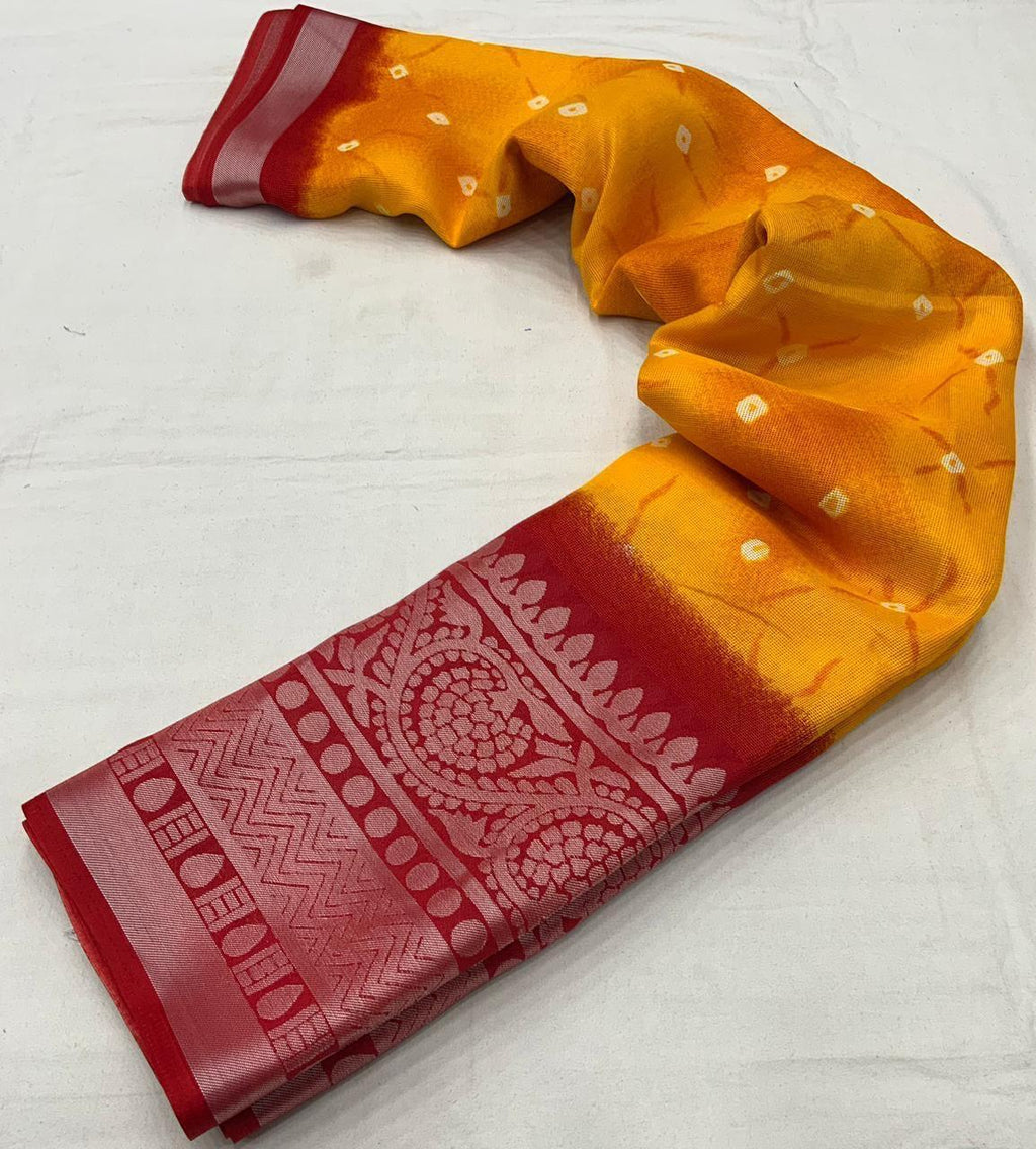 Orange Jute Silk Ethnic Motifs Saree with Unstitched Blouse - A2M | Grocsy