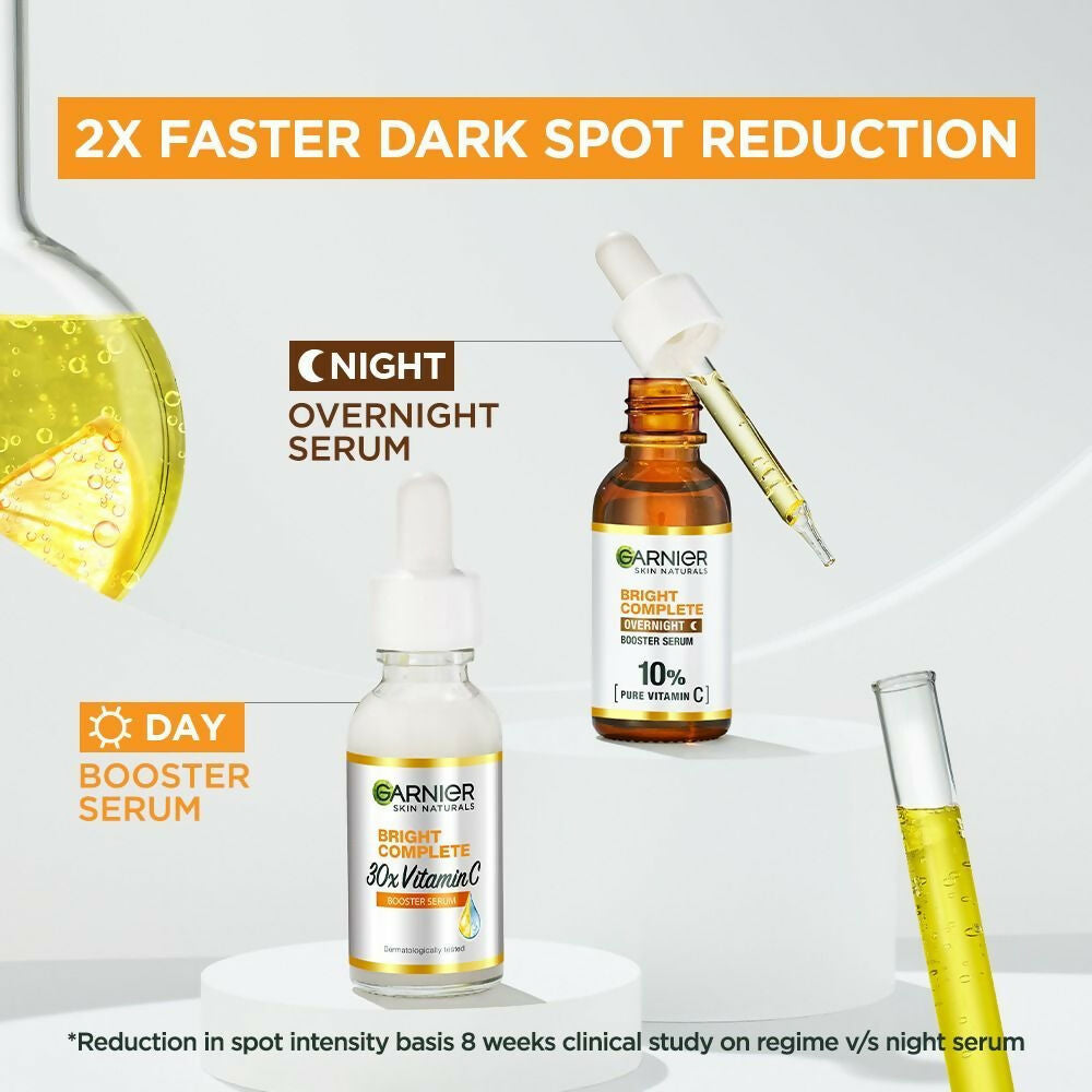 Garnier 30X Vitamin C Day + 10% Vitamin C Night Serum Mini Combo - Wake Up to 73% Brighter Skin | Grocsy