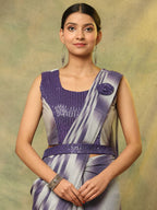 Purple Polyester Solid Ready to Wear Saree with stitched Blouse - Aayan | Grocsy