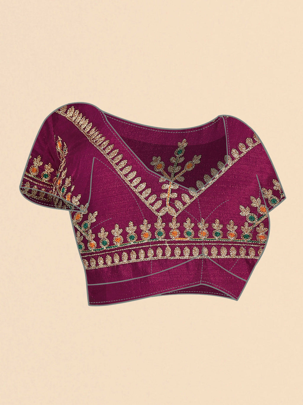 Wine Chinon Embroidered Saree with Unstitched Blouse Piece - Roozal | Grocsy