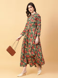 Joban Fashion Green Cotton Printed & Hand Work Dress | Grocsy