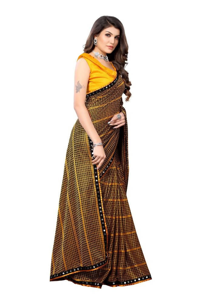 Vamika Yellow Lycra Knitted Saree | Grocsy