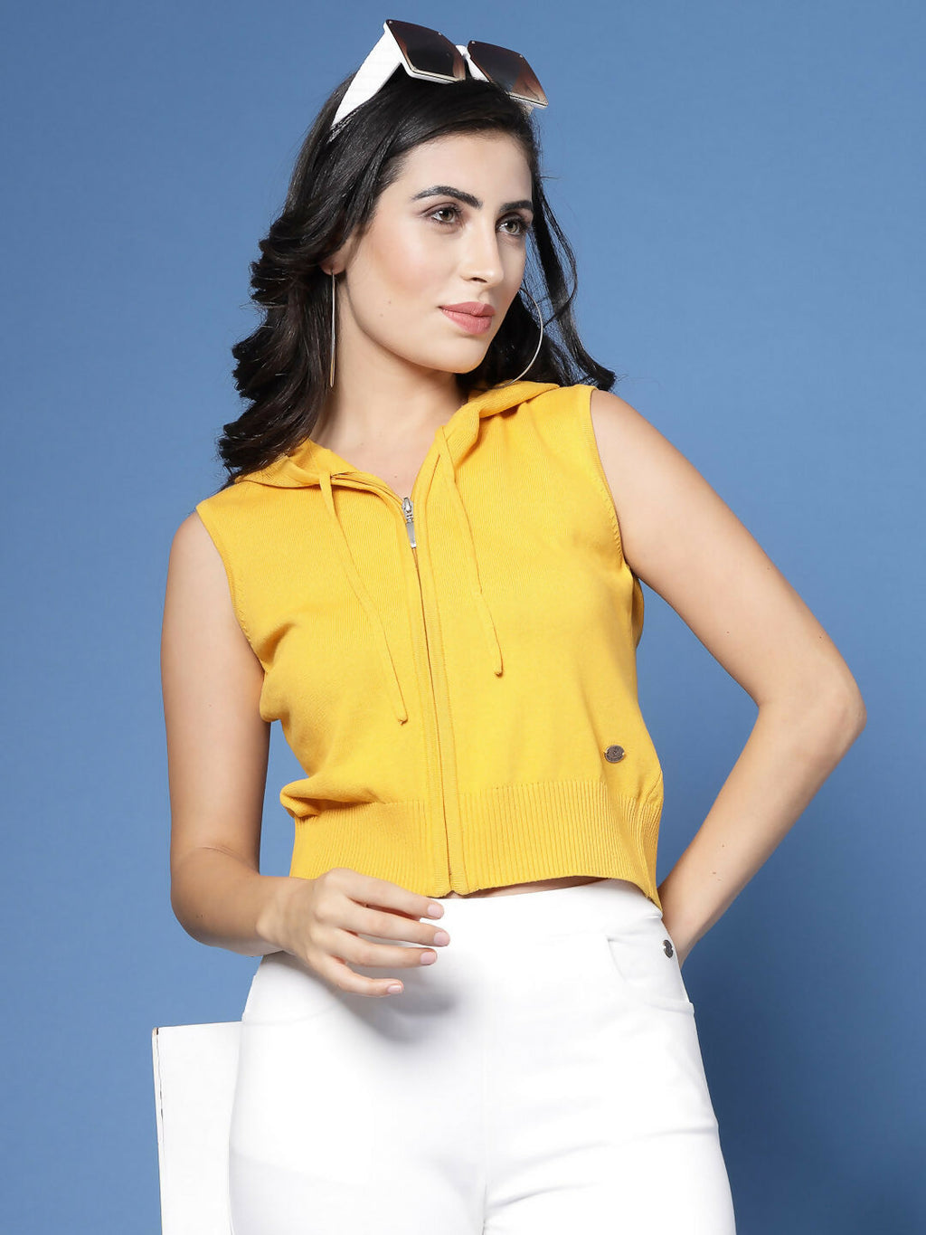 Women Winter Mustard Cotton Cardigan - Wool Trees | Grocsy