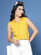 Women Winter Mustard Cotton Cardigan - Wool Trees | Grocsy