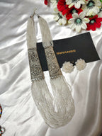 Inhanns Saree Shobha Statement Necklace & Earring Set - White Necklace With Earrings | Grocsy